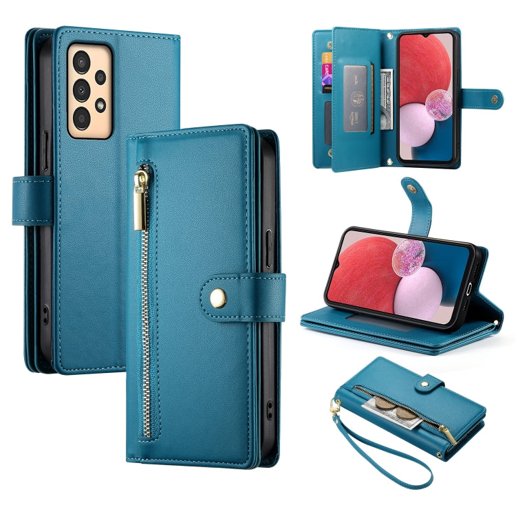 Portafoglio con cerniera e nove scomparti per carte di credito, custodia in pelle per telefono, For Samsung Galaxy A34 5G, For Samsung Galaxy A54 5G, For Samsung Galaxy A13 5G / 4G, For Samsung Galaxy A04s / A04 / M13