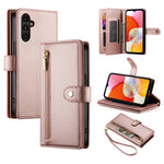 Portafoglio con cerniera e nove scomparti per carte di credito, custodia in pelle per telefono, For Samsung Galaxy A05s, For Samsung Galaxy A24 4G, For Samsung Galaxy A23 5G / 4G, For Samsung Galaxy A14 5G / 4G