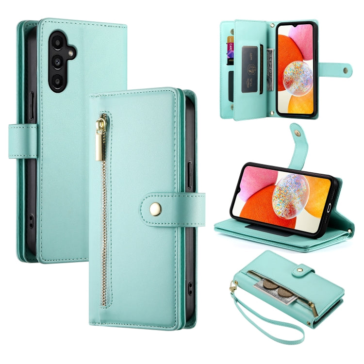 Portafoglio con cerniera e nove scomparti per carte di credito, custodia in pelle per telefono, For Samsung Galaxy A05s, For Samsung Galaxy A24 4G, For Samsung Galaxy A23 5G / 4G, For Samsung Galaxy A14 5G / 4G