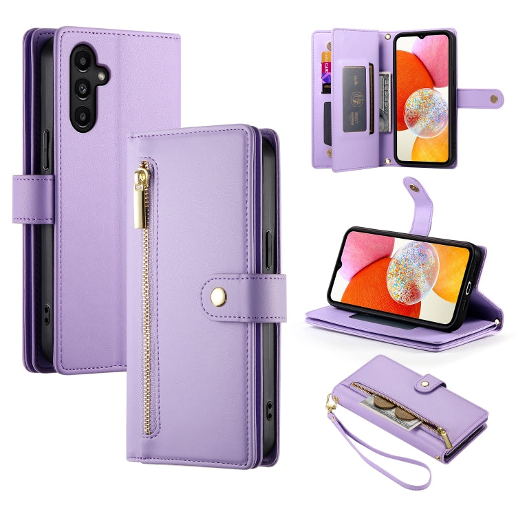 Portafoglio con cerniera e nove scomparti per carte di credito, custodia in pelle per telefono, For Samsung Galaxy A05s, For Samsung Galaxy A24 4G, For Samsung Galaxy A23 5G / 4G, For Samsung Galaxy A14 5G / 4G