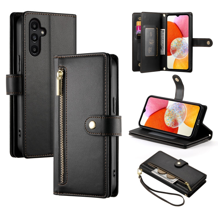 Portafoglio con cerniera e nove scomparti per carte di credito, custodia in pelle per telefono, For Samsung Galaxy A05s, For Samsung Galaxy A24 4G, For Samsung Galaxy A23 5G / 4G, For Samsung Galaxy A14 5G / 4G