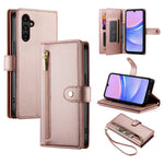 Portafoglio con cerniera e nove scomparti per carte di credito, custodia in pelle per telefono, For Samsung Galaxy A55, For Samsung Galaxy A35, For Samsung Galaxy A15, For Samsung Galaxy A05