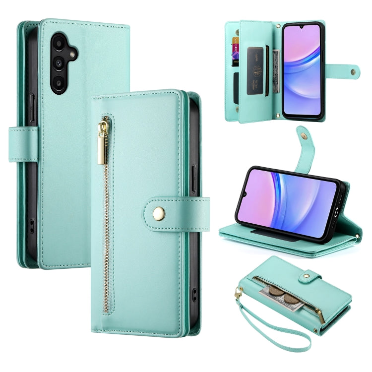 Portafoglio con cerniera e nove scomparti per carte di credito, custodia in pelle per telefono, For Samsung Galaxy A55, For Samsung Galaxy A35, For Samsung Galaxy A15, For Samsung Galaxy A05
