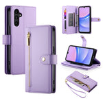 Portafoglio con cerniera e nove scomparti per carte di credito, custodia in pelle per telefono, For Samsung Galaxy A55, For Samsung Galaxy A35, For Samsung Galaxy A15, For Samsung Galaxy A05