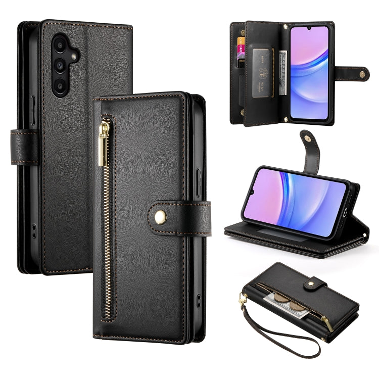 Portafoglio con cerniera e nove scomparti per carte di credito, custodia in pelle per telefono, For Samsung Galaxy A55, For Samsung Galaxy A35, For Samsung Galaxy A15, For Samsung Galaxy A05