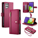 Portafoglio con cerniera e nove scomparti per carte di credito, custodia in pelle per telefono, For Samsung Galaxy A22 4G, For Samsung Galaxy A32 4G, For Samsung Galaxy A72 5G / 4G, For Samsung Galaxy A12 / M12