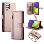 Portafoglio con cerniera e nove scomparti per carte di credito, custodia in pelle per telefono, For Samsung Galaxy A22 4G, For Samsung Galaxy A32 4G, For Samsung Galaxy A72 5G / 4G, For Samsung Galaxy A12 / M12