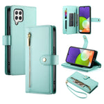 Portafoglio con cerniera e nove scomparti per carte di credito, custodia in pelle per telefono, For Samsung Galaxy A22 4G, For Samsung Galaxy A32 4G, For Samsung Galaxy A72 5G / 4G, For Samsung Galaxy A12 / M12