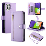Portafoglio con cerniera e nove scomparti per carte di credito, custodia in pelle per telefono, For Samsung Galaxy A22 4G, For Samsung Galaxy A32 4G, For Samsung Galaxy A72 5G / 4G, For Samsung Galaxy A12 / M12