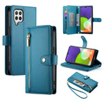 Portafoglio con cerniera e nove scomparti per carte di credito, custodia in pelle per telefono, For Samsung Galaxy A22 4G, For Samsung Galaxy A32 4G, For Samsung Galaxy A72 5G / 4G, For Samsung Galaxy A12 / M12