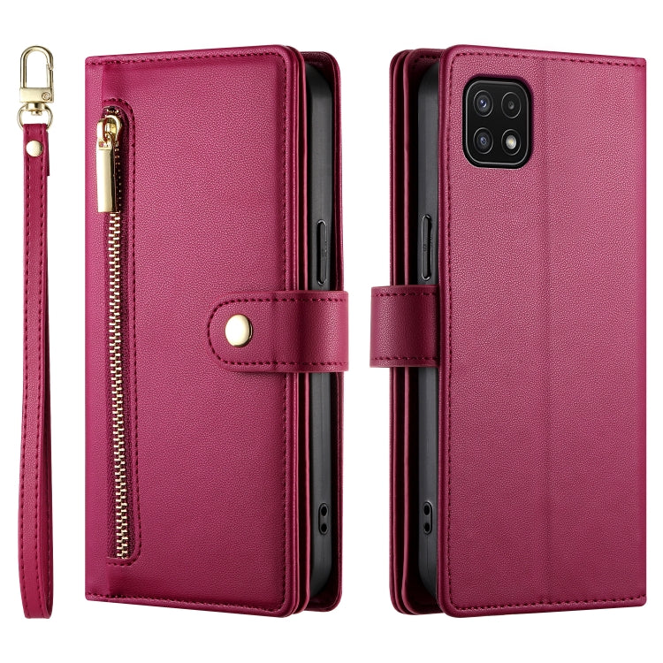 Portafoglio con cerniera e nove scomparti per carte di credito, custodia in pelle per telefono, For Samsung Galaxy A22 5G / F42 5G, For Samsung Galaxy A53 5G, For Samsung Galaxy A73 5G, For Samsung Galaxy A52 5G / 4G / A52s