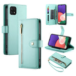 Portafoglio con cerniera e nove scomparti per carte di credito, custodia in pelle per telefono, For Samsung Galaxy A22 5G / F42 5G, For Samsung Galaxy A53 5G, For Samsung Galaxy A73 5G, For Samsung Galaxy A52 5G / 4G / A52s
