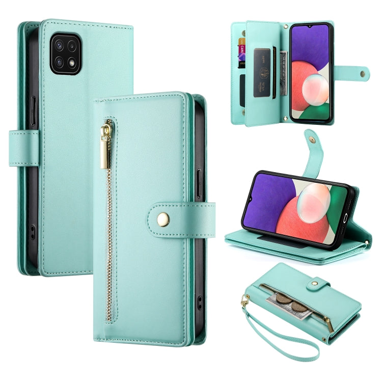 Portafoglio con cerniera e nove scomparti per carte di credito, custodia in pelle per telefono, For Samsung Galaxy A22 5G / F42 5G, For Samsung Galaxy A53 5G, For Samsung Galaxy A73 5G, For Samsung Galaxy A52 5G / 4G / A52s