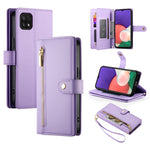Portafoglio con cerniera e nove scomparti per carte di credito, custodia in pelle per telefono, For Samsung Galaxy A22 5G / F42 5G, For Samsung Galaxy A53 5G, For Samsung Galaxy A73 5G, For Samsung Galaxy A52 5G / 4G / A52s