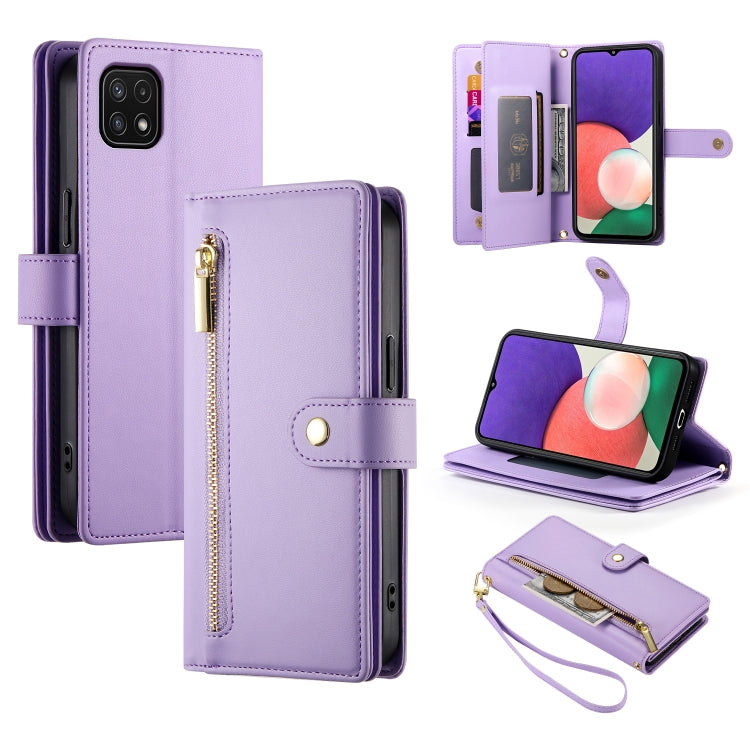 Portafoglio con cerniera e nove scomparti per carte di credito, custodia in pelle per telefono, For Samsung Galaxy A22 5G / F42 5G, For Samsung Galaxy A53 5G, For Samsung Galaxy A73 5G, For Samsung Galaxy A52 5G / 4G / A52s