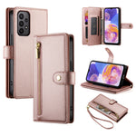 Portafoglio con cerniera e nove scomparti per carte di credito, custodia in pelle per telefono, For Samsung Galaxy A05s, For Samsung Galaxy A24 4G, For Samsung Galaxy A23 5G / 4G, For Samsung Galaxy A14 5G / 4G