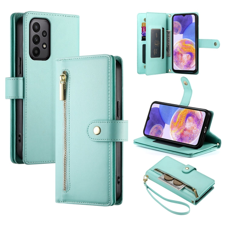 Portafoglio con cerniera e nove scomparti per carte di credito, custodia in pelle per telefono, For Samsung Galaxy A05s, For Samsung Galaxy A24 4G, For Samsung Galaxy A23 5G / 4G, For Samsung Galaxy A14 5G / 4G