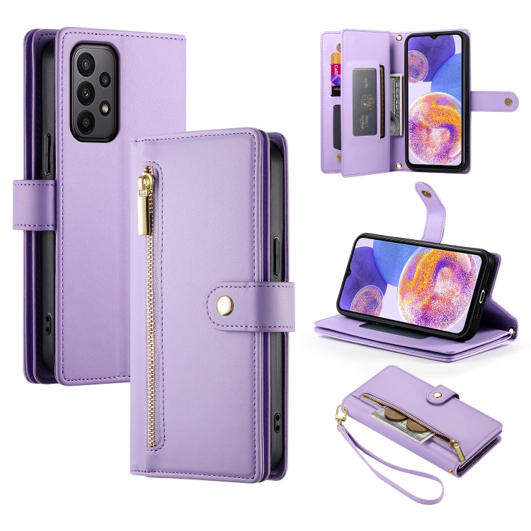 Portafoglio con cerniera e nove scomparti per carte di credito, custodia in pelle per telefono, For Samsung Galaxy A05s, For Samsung Galaxy A24 4G, For Samsung Galaxy A23 5G / 4G, For Samsung Galaxy A14 5G / 4G