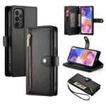 Portafoglio con cerniera e nove scomparti per carte di credito, custodia in pelle per telefono, For Samsung Galaxy A05s, For Samsung Galaxy A24 4G, For Samsung Galaxy A23 5G / 4G, For Samsung Galaxy A14 5G / 4G