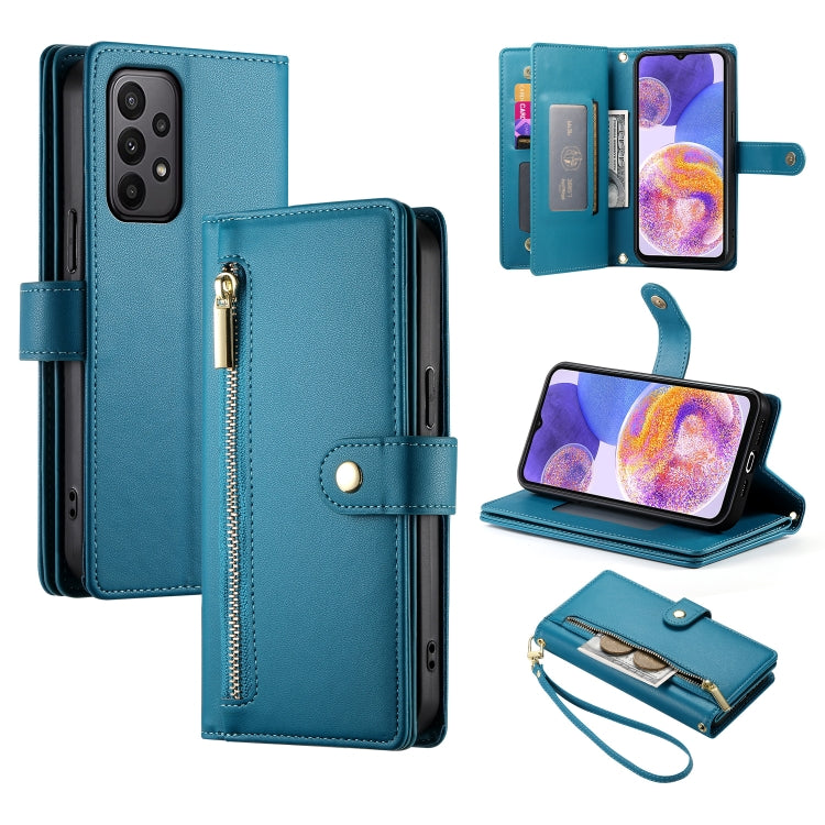 Portafoglio con cerniera e nove scomparti per carte di credito, custodia in pelle per telefono, For Samsung Galaxy A05s, For Samsung Galaxy A24 4G, For Samsung Galaxy A23 5G / 4G, For Samsung Galaxy A14 5G / 4G