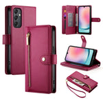 Portafoglio con cerniera e nove scomparti per carte di credito, custodia in pelle per telefono, For Samsung Galaxy A05s, For Samsung Galaxy A24 4G, For Samsung Galaxy A23 5G / 4G, For Samsung Galaxy A14 5G / 4G
