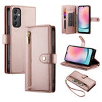 Portafoglio con cerniera e nove scomparti per carte di credito, custodia in pelle per telefono, For Samsung Galaxy A05s, For Samsung Galaxy A24 4G, For Samsung Galaxy A23 5G / 4G, For Samsung Galaxy A14 5G / 4G
