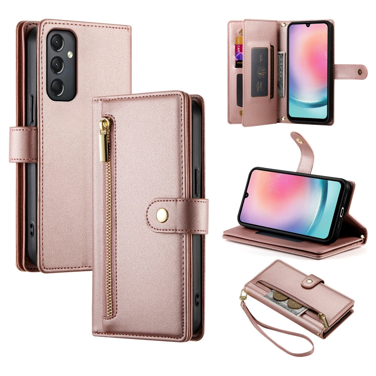 Portafoglio con cerniera e nove scomparti per carte di credito, custodia in pelle per telefono, For Samsung Galaxy A05s, For Samsung Galaxy A24 4G, For Samsung Galaxy A23 5G / 4G, For Samsung Galaxy A14 5G / 4G