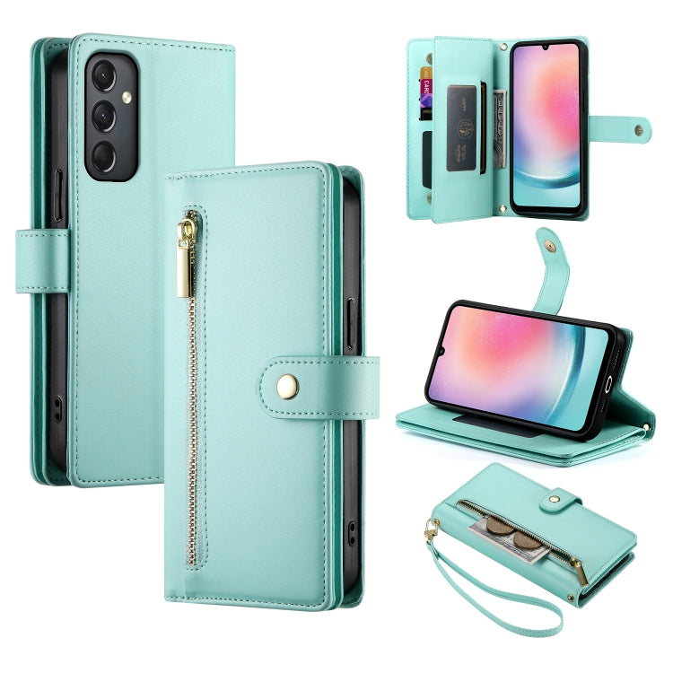 Portafoglio con cerniera e nove scomparti per carte di credito, custodia in pelle per telefono, For Samsung Galaxy A05s, For Samsung Galaxy A24 4G, For Samsung Galaxy A23 5G / 4G, For Samsung Galaxy A14 5G / 4G