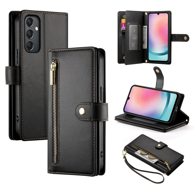 Portafoglio con cerniera e nove scomparti per carte di credito, custodia in pelle per telefono, For Samsung Galaxy A05s, For Samsung Galaxy A24 4G, For Samsung Galaxy A23 5G / 4G, For Samsung Galaxy A14 5G / 4G