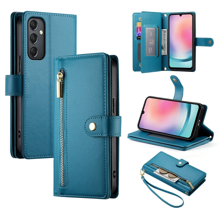 Portafoglio con cerniera e nove scomparti per carte di credito, custodia in pelle per telefono, For Samsung Galaxy A05s, For Samsung Galaxy A24 4G, For Samsung Galaxy A23 5G / 4G, For Samsung Galaxy A14 5G / 4G