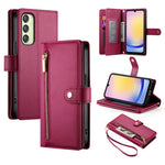 Portafoglio con cerniera e nove scomparti per carte di credito, custodia in pelle per telefono, For Samsung Galaxy A06 / A07 4G, For Samsung Galaxy A36, For Samsung Galaxy A16, For Samsung Galaxy A25