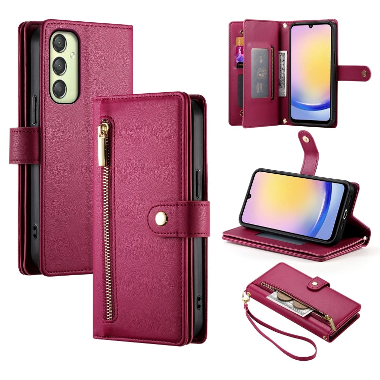 Portafoglio con cerniera e nove scomparti per carte di credito, custodia in pelle per telefono, For Samsung Galaxy A06 / A07 4G, For Samsung Galaxy A36, For Samsung Galaxy A16, For Samsung Galaxy A25