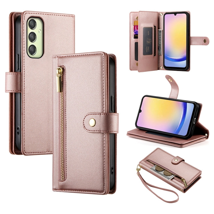 Portafoglio con cerniera e nove scomparti per carte di credito, custodia in pelle per telefono, For Samsung Galaxy A06 / A07 4G, For Samsung Galaxy A36, For Samsung Galaxy A16, For Samsung Galaxy A25