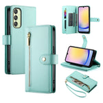 Portafoglio con cerniera e nove scomparti per carte di credito, custodia in pelle per telefono, For Samsung Galaxy A06 / A07 4G, For Samsung Galaxy A36, For Samsung Galaxy A16, For Samsung Galaxy A25