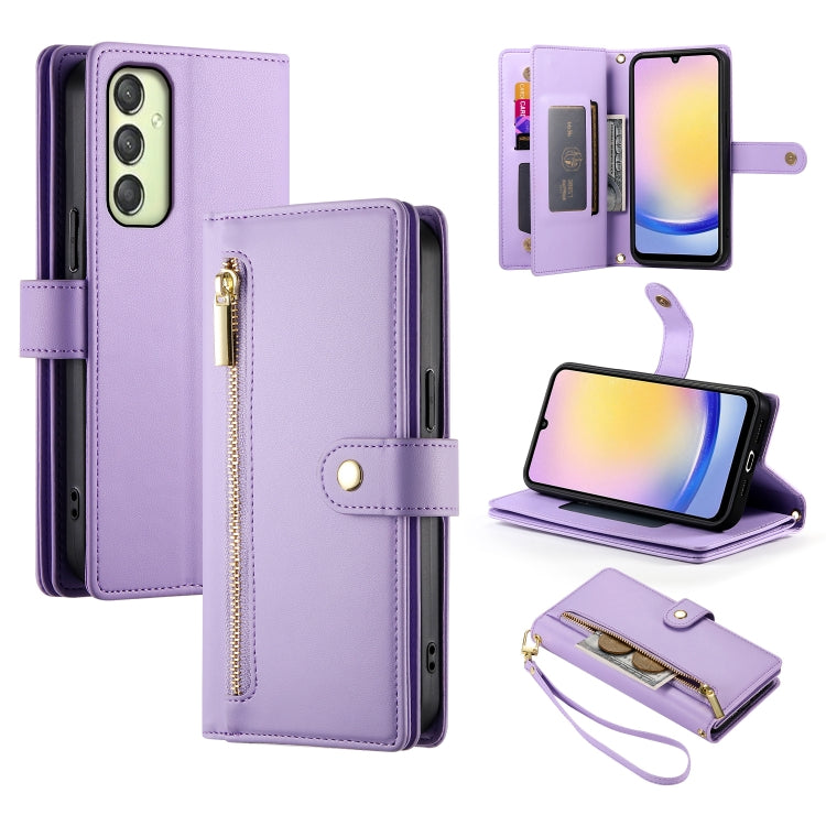Portafoglio con cerniera e nove scomparti per carte di credito, custodia in pelle per telefono, For Samsung Galaxy A06 / A07 4G, For Samsung Galaxy A36, For Samsung Galaxy A16, For Samsung Galaxy A25