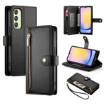 Portafoglio con cerniera e nove scomparti per carte di credito, custodia in pelle per telefono, For Samsung Galaxy A06 / A07 4G, For Samsung Galaxy A36, For Samsung Galaxy A16, For Samsung Galaxy A25