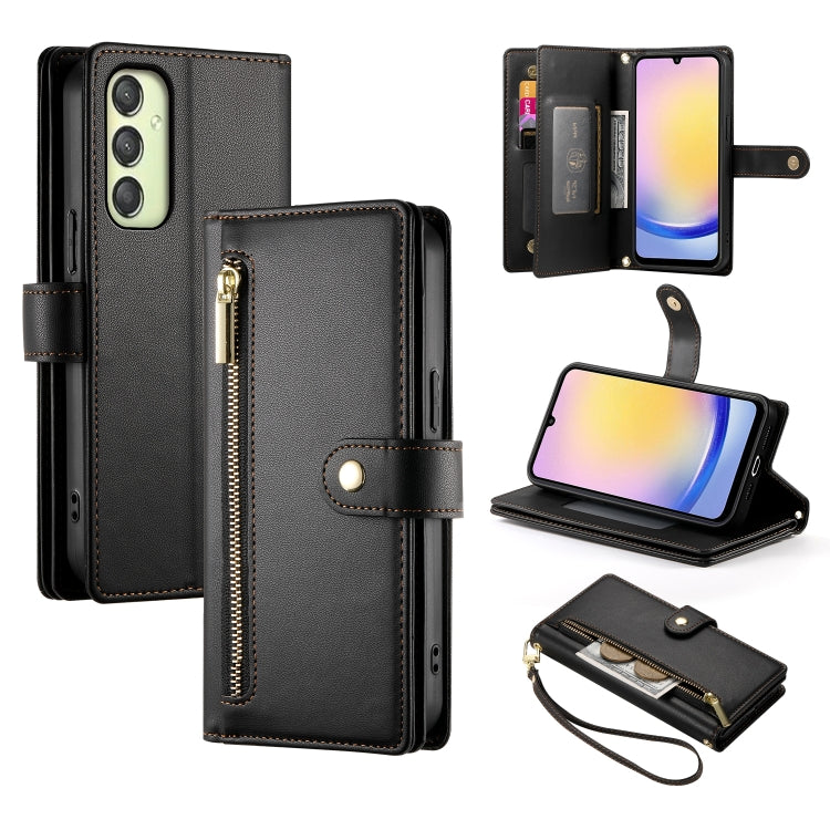 Portafoglio con cerniera e nove scomparti per carte di credito, custodia in pelle per telefono, For Samsung Galaxy A06 / A07 4G, For Samsung Galaxy A36, For Samsung Galaxy A16, For Samsung Galaxy A25