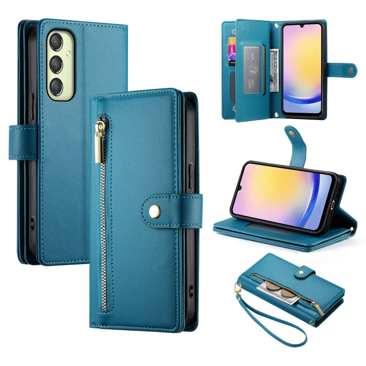 Portafoglio con cerniera e nove scomparti per carte di credito, custodia in pelle per telefono, For Samsung Galaxy A06 / A07 4G, For Samsung Galaxy A36, For Samsung Galaxy A16, For Samsung Galaxy A25