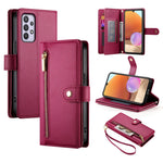 Portafoglio con cerniera e nove scomparti per carte di credito, custodia in pelle per telefono, For Samsung Galaxy A22 4G, For Samsung Galaxy A32 4G, For Samsung Galaxy A72 5G / 4G, For Samsung Galaxy A12 / M12