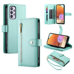 Portafoglio con cerniera e nove scomparti per carte di credito, custodia in pelle per telefono, For Samsung Galaxy A22 4G, For Samsung Galaxy A32 4G, For Samsung Galaxy A72 5G / 4G, For Samsung Galaxy A12 / M12