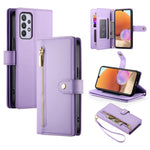 Portafoglio con cerniera e nove scomparti per carte di credito, custodia in pelle per telefono, For Samsung Galaxy A22 4G, For Samsung Galaxy A32 4G, For Samsung Galaxy A72 5G / 4G, For Samsung Galaxy A12 / M12