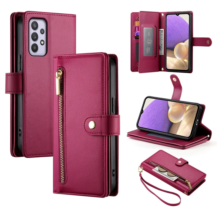 Portafoglio con cerniera e nove scomparti per carte di credito, custodia in pelle per telefono, For Samsung Galaxy A32 5G, For Samsung Galaxy A71 4G, For Samsung Galaxy A51 4G / M40s