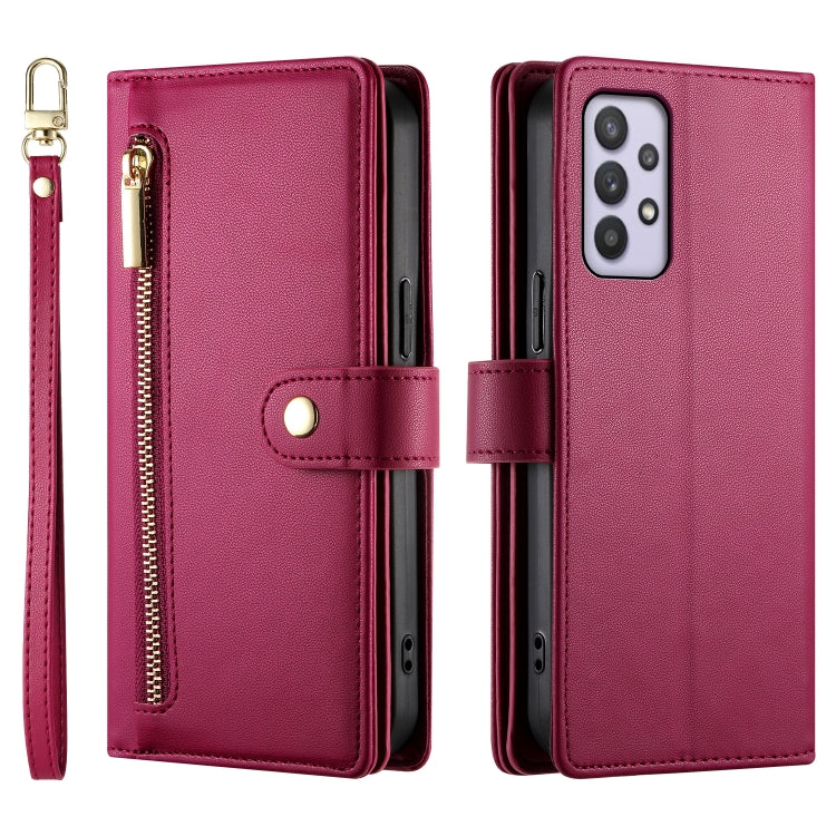 Portafoglio con cerniera e nove scomparti per carte di credito, custodia in pelle per telefono, For Samsung Galaxy A32 5G, For Samsung Galaxy A71 4G, For Samsung Galaxy A51 4G / M40s