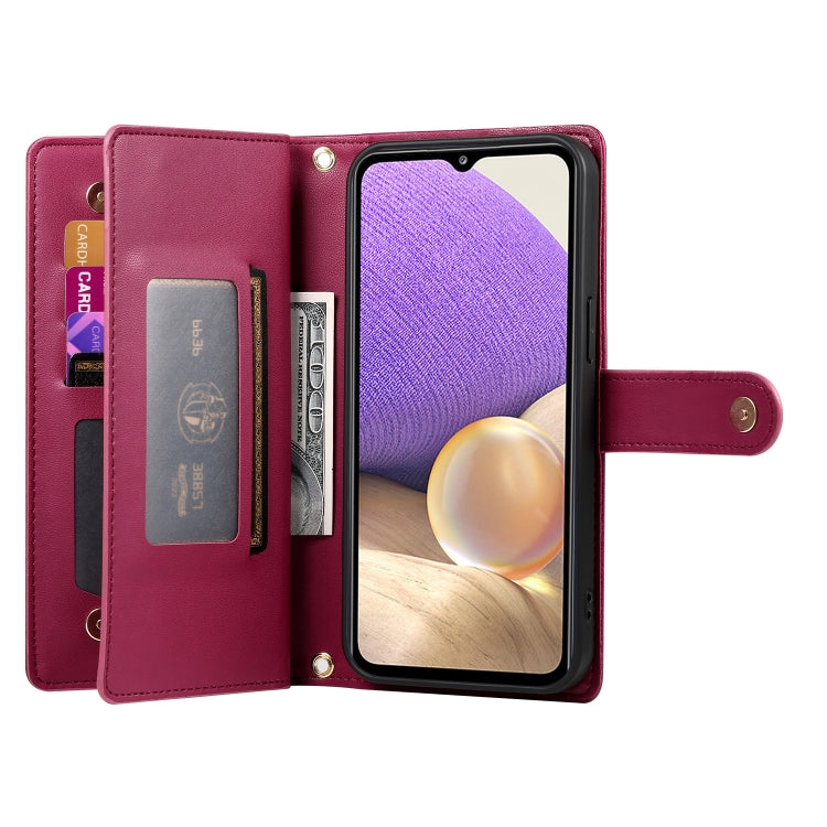 Portafoglio con cerniera e nove scomparti per carte di credito, custodia in pelle per telefono, For Samsung Galaxy A32 5G, For Samsung Galaxy A71 4G, For Samsung Galaxy A51 4G / M40s