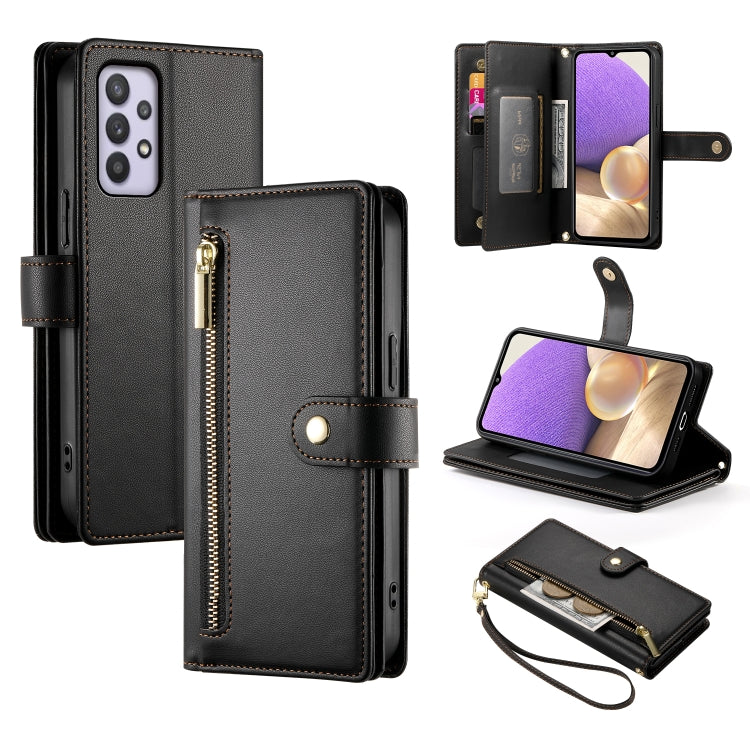 Portafoglio con cerniera e nove scomparti per carte di credito, custodia in pelle per telefono, For Samsung Galaxy A32 5G, For Samsung Galaxy A71 4G, For Samsung Galaxy A51 4G / M40s