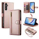 Portafoglio con cerniera e nove scomparti per carte di credito, custodia in pelle per telefono, For Samsung Galaxy A34 5G, For Samsung Galaxy A54 5G, For Samsung Galaxy A13 5G / 4G, For Samsung Galaxy A04s / A04 / M13