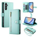 Portafoglio con cerniera e nove scomparti per carte di credito, custodia in pelle per telefono, For Samsung Galaxy A34 5G, For Samsung Galaxy A54 5G, For Samsung Galaxy A13 5G / 4G, For Samsung Galaxy A04s / A04 / M13