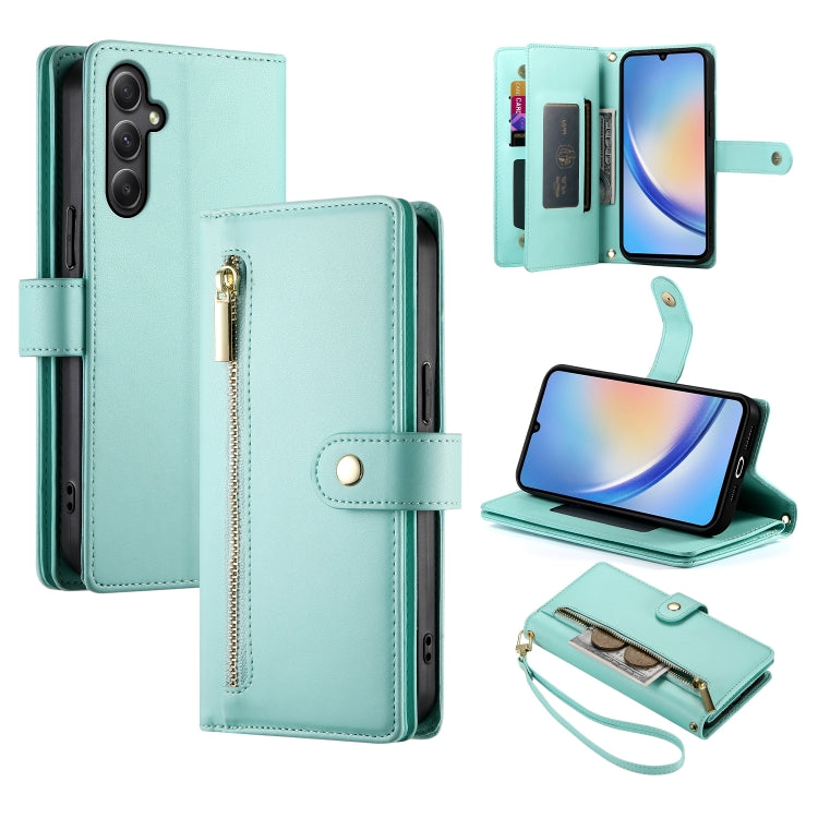 Portafoglio con cerniera e nove scomparti per carte di credito, custodia in pelle per telefono, For Samsung Galaxy A34 5G, For Samsung Galaxy A54 5G, For Samsung Galaxy A13 5G / 4G, For Samsung Galaxy A04s / A04 / M13