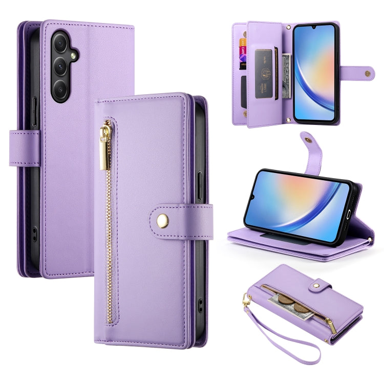 Portafoglio con cerniera e nove scomparti per carte di credito, custodia in pelle per telefono, For Samsung Galaxy A34 5G, For Samsung Galaxy A54 5G, For Samsung Galaxy A13 5G / 4G, For Samsung Galaxy A04s / A04 / M13