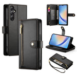 Portafoglio con cerniera e nove scomparti per carte di credito, custodia in pelle per telefono, For Samsung Galaxy A34 5G, For Samsung Galaxy A54 5G, For Samsung Galaxy A13 5G / 4G, For Samsung Galaxy A04s / A04 / M13